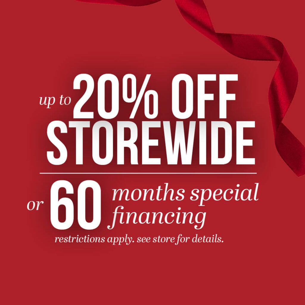 Storewide sale offer: 20% off or 60 months financing.